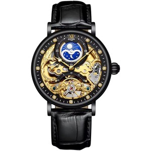 Drop Shipping KINYUED Men's Mechanical Watch Leather Strap <b>Moon</b> Phase Analog Luxury Fashion Sapphire <b>Crystal</b> Wholesale - Product Image 2