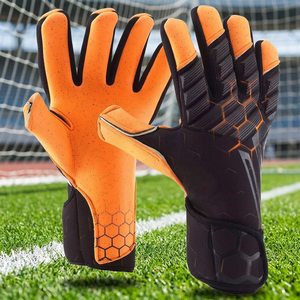 Custom Desgin Orange and Black Kint Soccer Goalkeeper <b>Gloves</b> 4mm Negative Cut Goalkeeper <b>Gloves</b> - Product Image 4