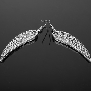 ZRM Punk Retro Vintage Angel Wings <strong>Charm</strong> Earrings Drop Feather <strong>Silver</strong> Hanging Dangle Zinc Alloy for Women Girls Gothic Jewelry - Product Image 6