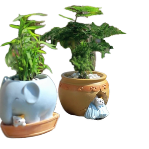 RUEA Creative Modern Resin Glazed Flower Pot Escritorio Balcón Jardinería Micro Paisaje Planta verde Bonsai Flor pequeña - Product Image 1