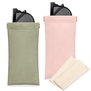 Wholesale Custom Logo OEM/ODM PU Leather Semi-Hard Printed <b>Glasses</b> Pouch Self-sealing Eyewear Storage Bag - Product Image 1