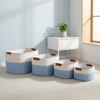 Panier à linge rectangulaire moderne en corde de coton tressée, écologique et multi-usages, avec poignées, pour l'organisation de la maison