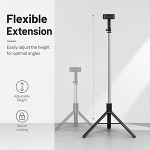Trépied stable, bâton à selfie rétractable en plastique avec pince universelle pour téléphone, couleur et taille personnalisées - Product Image 1