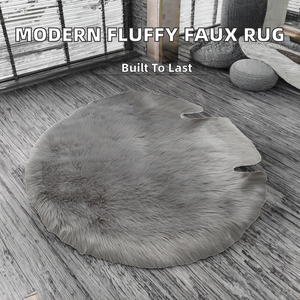 Tapis en fausse fourrure moelleuse au design moderne personnalisé, super shaggy, fabriqué à la machine, lavable, couleur unie, pour salon - Product Image 2