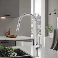 Robinet de cuisine moderne en acier inoxydable 304 avec douchette extractible, cartouche céramique, flexible rotatif à 360 degrés et fixation sur comptoir