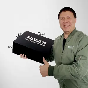 Grosir Cina grosir kotak hadiah magnetik besar warna hitam logo kotak kertas kemasan kaus pakaian