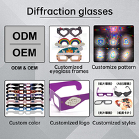 Lunettes de Diffraction Cœur Coldplay Moon Goggles, Monture Personnalisée en Papier Imprimé Couleur, Lunettes à Clip pour Éclipse Solaire