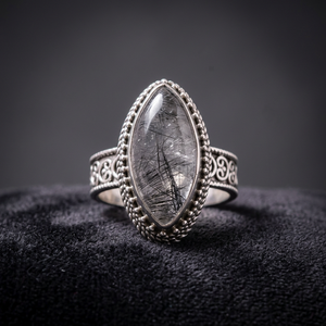 Anillo de Boda Hecho a Mano con Piedra Preciosa de Rutilo Negro Natural Certificado por IGI de Alta Calidad, Plata de Ley 925, Joyería al por Mayor de Fábrica - Product Image 3