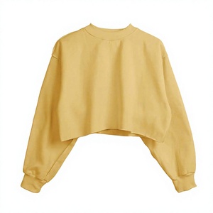 Sweat-shirt d'hiver ample et court pour femme, col rond, respirant, en polaire unie, à épaules tombantes, pour dropshipping - Product Image 4