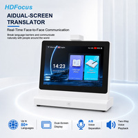 HDFocus Interprète simultané à double écran IA de 10,1 pouces avec micros AB et séparation vocale, transcriptions IA pour bureaux professionnels