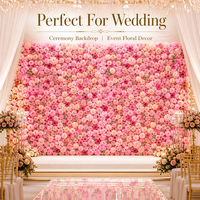 Panel de Flores Artificiales al por Mayor con Combinación de Rosas y Hortensias para Decoración de Paredes en Bodas, Ceremonias, Ventanas, Fiestas y Centros Comerciales