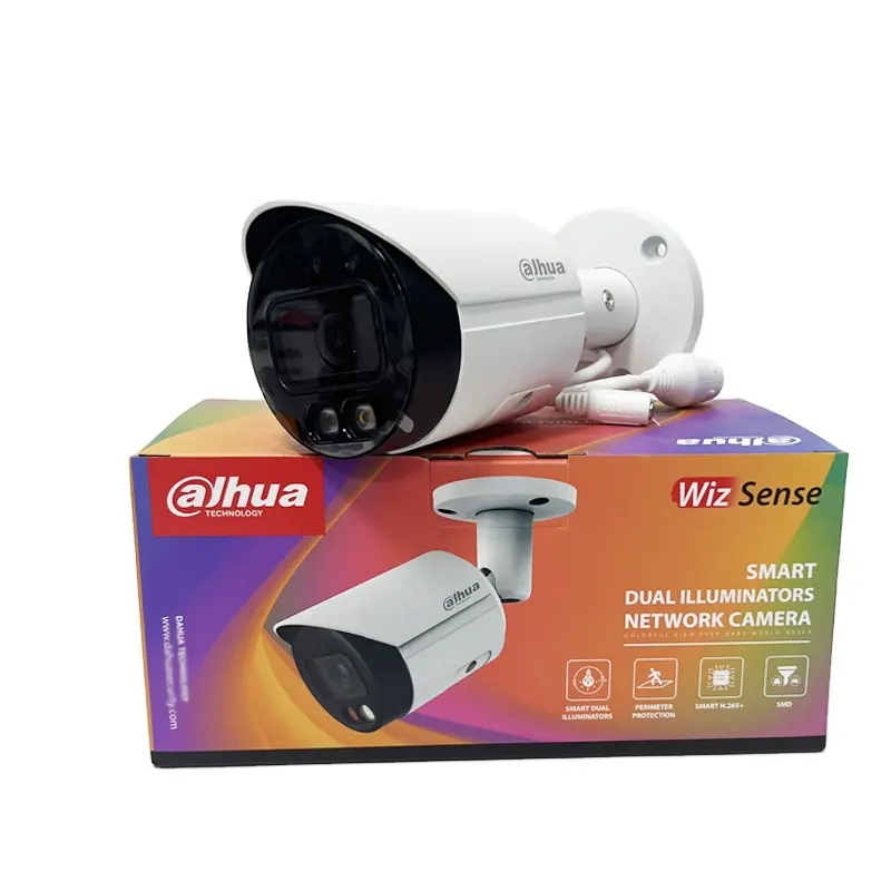 4mp Full Color Voertuig/Menselijke Detectie 256G Micro Sd Kaart Vaste Focal Bullet Wizsense Netwerkcamera Dahua IPC-HFW2449S-S-LED