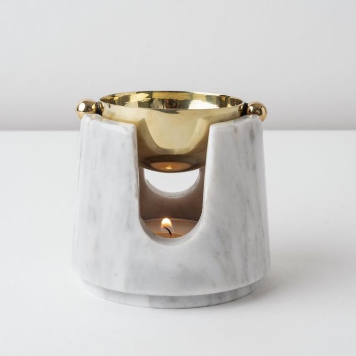 Natural White Black Decorative wax Melter Marble Stone Marble Oil Burner with gold Plated Lid White Marble Incense Stick Burner-Casamarbury Marble Incense Holder,Modern Incense Holder,Incense Stick Holder,Marble Incense Burner,Stone Incense Holder