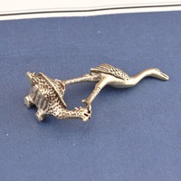 1 pièce Tortue grue rétro en laiton, objet ancien sculpté, animal de thé, décoration de bureau, artisanat