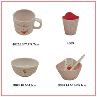 Ensemble de vaisselle pour enfants à motif rose personnalisable Bol en mélamine sans Bpa de haute qualité, durable et élégant