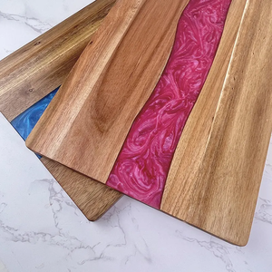 Tendance de Noël <span class=keywords><strong>Plateau</strong></span> de service <span class=keywords><strong>rectangulaire</strong></span> en résine époxy Planche à découper Bois d'acacia Charcuterie Pain Hacher Tranchage Planche à <span class=keywords><strong>fromage</strong></span> - Product Image 5