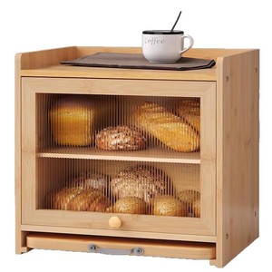 Gabinete de Almacenamiento de Alimentos de Bambú con Niveles, Resistente a la Humedad y Transpirable, para Pan y Bocadillos, Uso Doméstico - Product Image 2