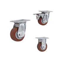 Roda Kastor PU Baja Tahan Karat 4"5"6"8" untuk Troli Tangan Pabrik, Gerobak Bengkel, Beban Berat