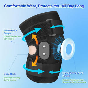 Soporte inmovilizador <span class=keywords><strong>de</strong></span> <span class=keywords><strong>rodilla</strong></span> con diseño <span class=keywords><strong>de</strong></span> rótula abierta y articulaciones para alivio del dolor articular/Artritis/Rotura <span class=keywords><strong>de</strong></span> menisco/ACL/PCL/MCL - Product Image 2