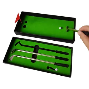 Vendita calda nuovo elenco Deep desktop golf pencil fan you green club pen Fun golf gift set