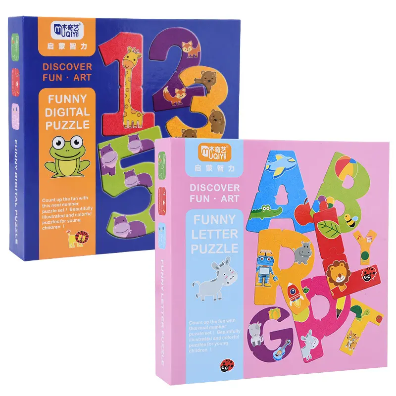 Puzzle Letter Number Wooden Jigsaw Card Toddler ABC Learning Educational Toys Age 2 and Up Toddler kids Enlightenment Puzzles