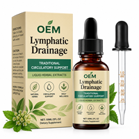 Gouttes de drainage lymphatique pour adultes, marque privée OEM, extrait d'herbes liquide oral, soutien circulatoire et immunitaire, complément alimentaire 60ml