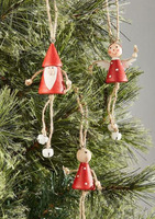 Ornement suspendu de renne en bois de Noël avec cloches rustiques artisanat décoratif artisanal pour la décoration de Noël