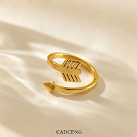 Bague minimaliste coréenne en acier inoxydable pour femme, motif tir à l'arc, plaqué or 18 carats, haut de gamme et de niche