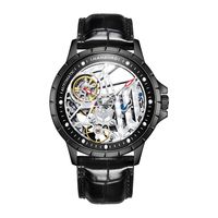 Montre mécanique entièrement automatique pour hommes avec boîtier en saphir étanche Affichage à cadran creux à la mode Style d'affaires