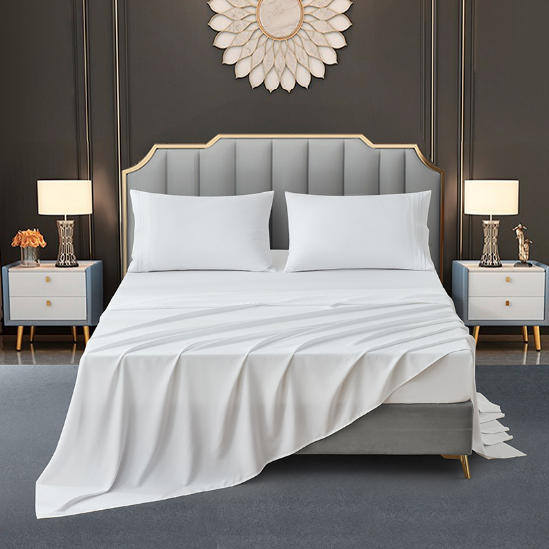 Luxury Wholesale Hotel Bedsheets Soft Fresh And Cool Bamboo Fabric White Bed Sheets Set