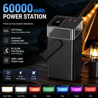 Batterie externe haute capacité 60000 mAh pour l'extérieur avec écran LED, charge rapide PD 22,5 W, lumières de camping multicolores, OEM ODM