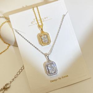 Conjunto de Joyería al por Mayor, Chapado en Oro de 18K, con Circonitas Baguette, Aretes y Collar Modernos para Mujer - Product Image 5