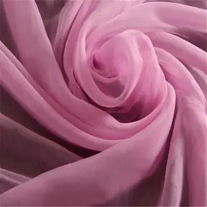 Organic Thin Silk Gauze Fabric 3.5M/M Cheap Plain Dye Solid Color for Wedding Gown Bag