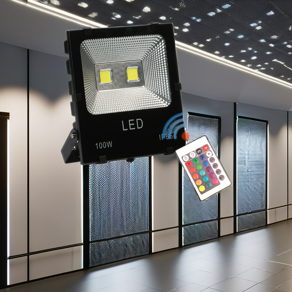50W 100W 200W Ip68 Antiglare Aluminum Stadium Landscape Lighting Security Waterproof Rgb Outdoor Flood Light With Control