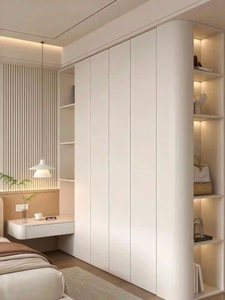 Armoire de chambre moderne en bois avec design d'<span class=keywords><strong>angle</strong></span> arrondi pour un confort instantané et doux pour l'ameublement de la maison - Product Image 4