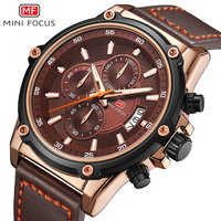 Jam Tangan Pria MINI FOCUS 0175G Klasik Bisnis Kasual Kronograf Kulit Tahan Air Bercahaya Jam Tangan Quartz