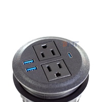 Juego de Sofás Redondos con Enchufe Eléctrico Integrado con 2 Tomas de Corriente Estándar de EE. UU. y 2 Puertos de Carga USB con Clasificación IP44, Muebles Modernos