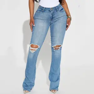 Custom High Quality Fashion high waist jeans, long pants casual jeans womens jeans 2024/