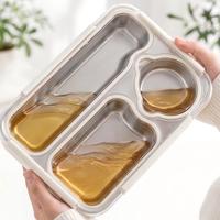 Boîte à lunch en acier inoxydable 304 à 5 compartiments avec couvercle hermétique ; contrôle des portions, capacité de 800 à 1000 ml, design moderne et minimaliste
