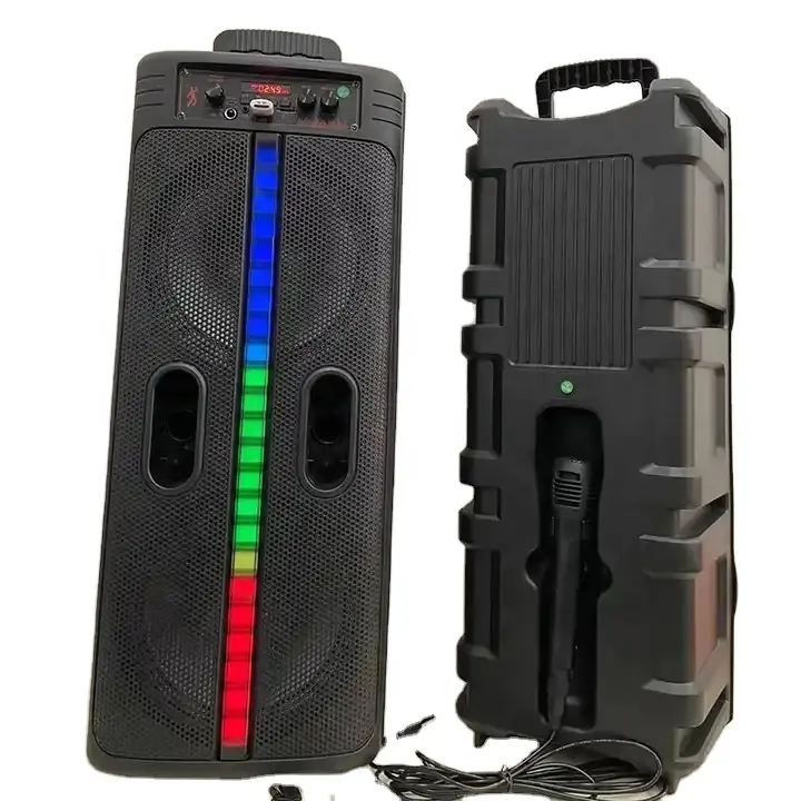 TTD2806 corneta amplificada bosinas amplificada dual 8 inci portable pesta dj nirkabel troli RGB biru tooh dengan mic