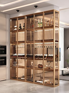 Vetrina per Vini in Vetro Personalizzata, Mobile da Parete o da Terra per <span class=keywords><strong>Soggiorno</strong></span>, Espositore di Alta Gamma per Vini <span class=keywords><strong>Rossi</strong></span> con Illuminazione, Arredamento per la Casa - Product Image 2