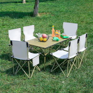 Portátil Outdoor Camping Folding Table Estilo madeira maciça aço carbono Egg Roll Table para churrasco fácil de transportar - Product Image 2