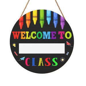 Bienvenidos a Nuestro Aula, Letrero de Madera para Puerta, Decoración de Regreso a Clases, Suministros para Maestros, Placa Redonda Colgante para Preescolar y Jardín de Niños - Product Image 3