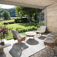 Ensemble de meubles d'extérieur modernes et durables en rotin et teck pour jardin, patio, cour, balcon, hôtel, villa, design résistant à l'eau et confortable
