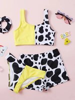 Nuevo en Stock 2026: Bikini de 3 Piezas con Estampado de Leopardo para Niñas, Traje de Baño con Top Bandeau, Pantalones Cortos Tipo Boxer, Traje de Baño para Niñas Pequeñas