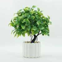 Petit arbre artificiel Banyan Bonsai, plante verte de simulation, décoration de bureau, salon, hôtel, ornements de table