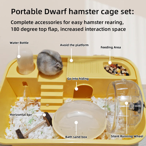 Jaula de Hámster de Plástico de Lujo para Exteriores, Amplia, Sostenible, Multifuncional, de 2 Niveles, con Accesorios y Juguetes para Animales Pequeños - Product Image 3