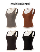 Gilet thermique sans manches pour femme avec coussinets de soutien-gorge intégrés, deux-en-un, color block, tricot côtelé, mélange de laine respirant, couche de base chaude pour l'hiver