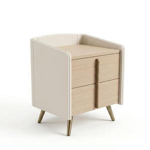 Elegante y Contemporáneo Mueble de Noche Resistente de Madera Maciza Ecológica con 2 Cajones de Almacenamiento para Dormitorio, Apartamento Pequeño, Interior de Hotel - Product Image 3