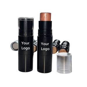 Venta caliente logotipo personalizado vegano y libre de crueldad maquillaje Etiqueta Privada cosmético doble cabeza resaltador palo con cepillo - Product Image 3
